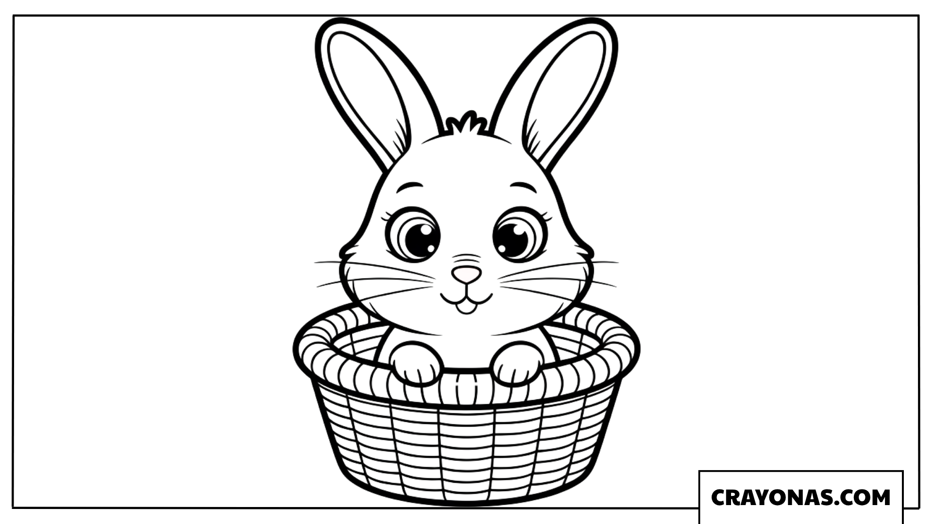 Bunny in Basket Coloring Page
