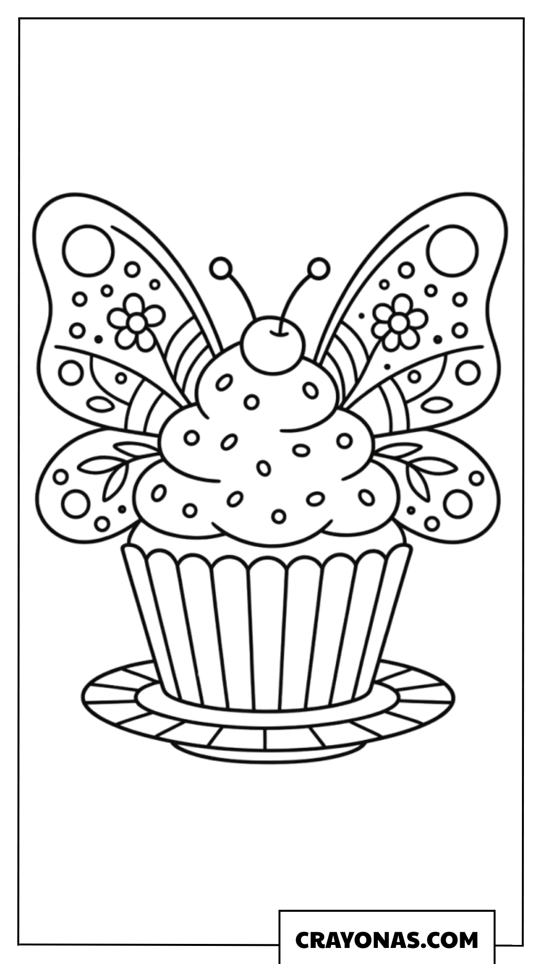 Butterfly Cupcake Coloring Page