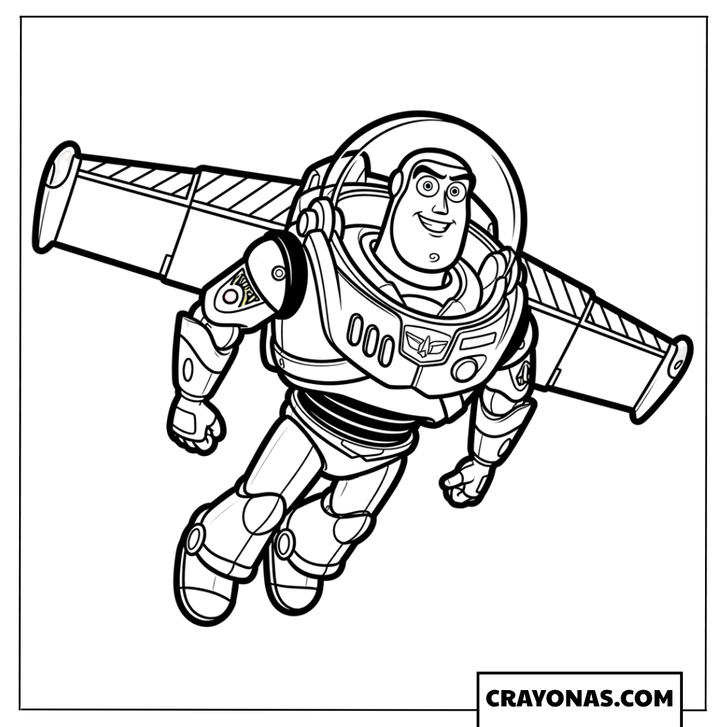 Buzz Lightyear Flying Coloring Page