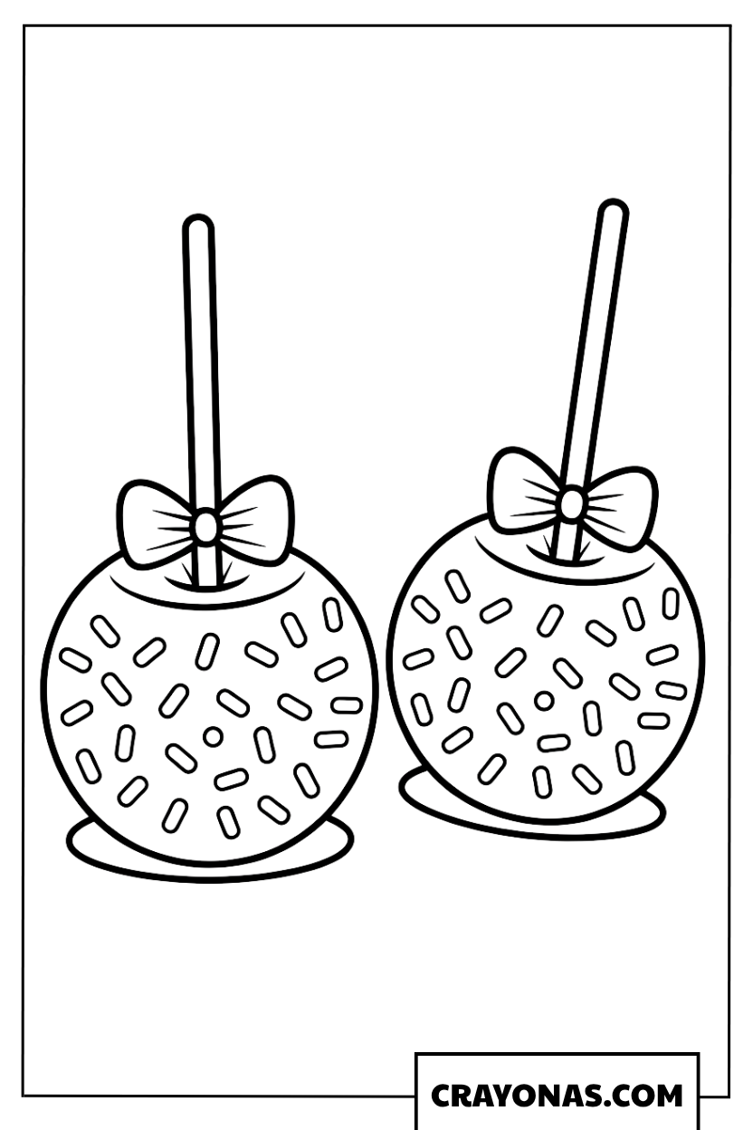 Candy Apples with Bows Fall Coloring Page