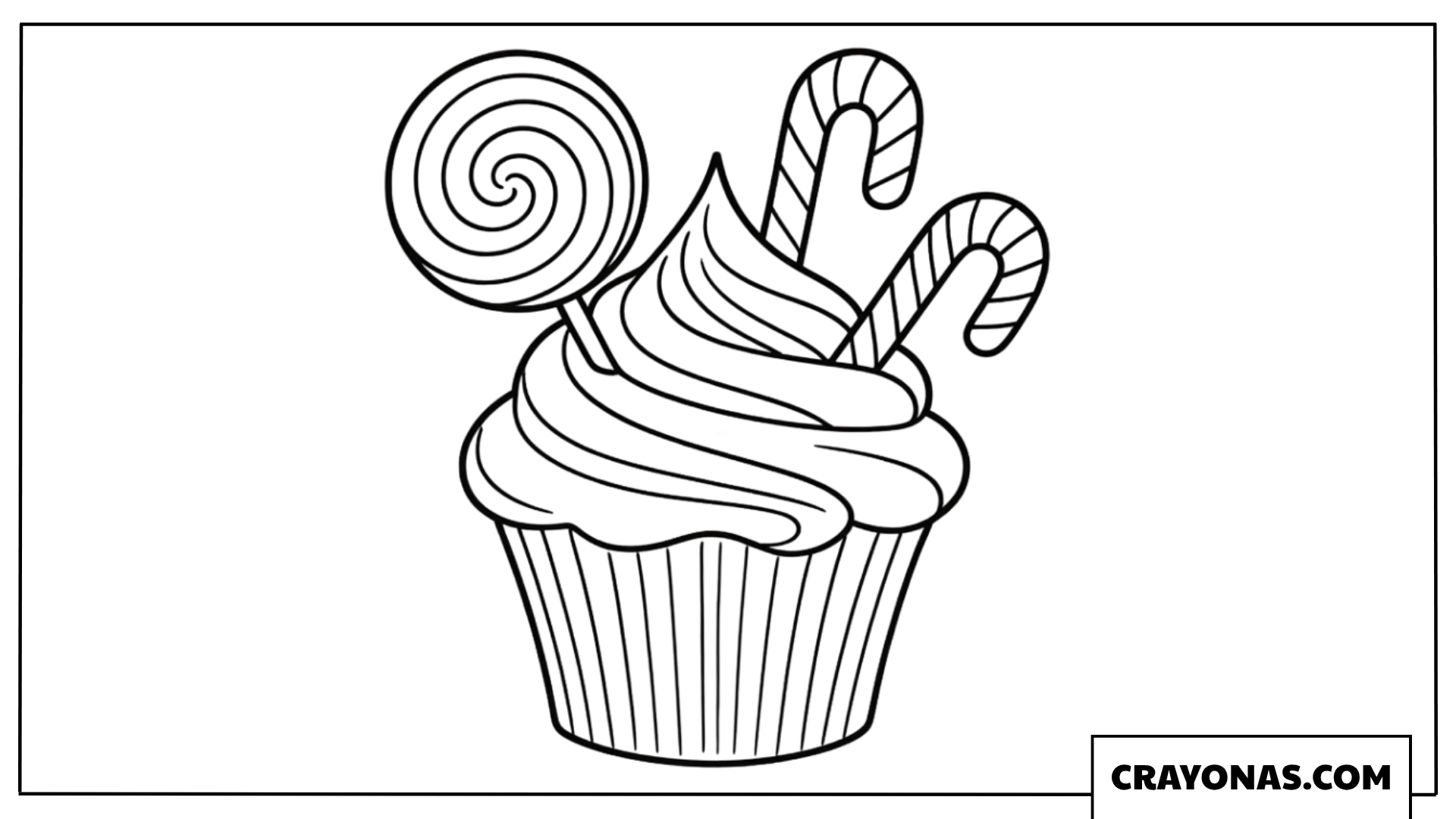 Candy Topped Cupcake Coloring Page