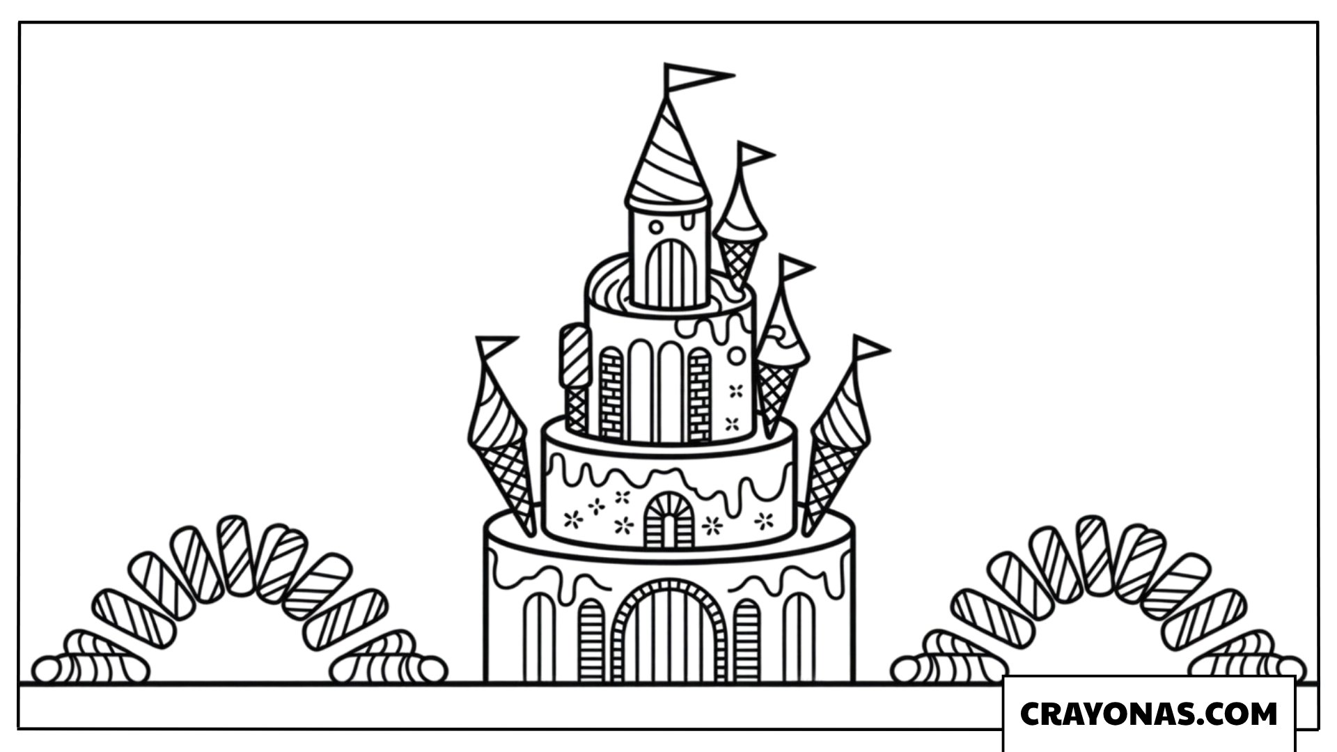 Castle Cake Coloring Page