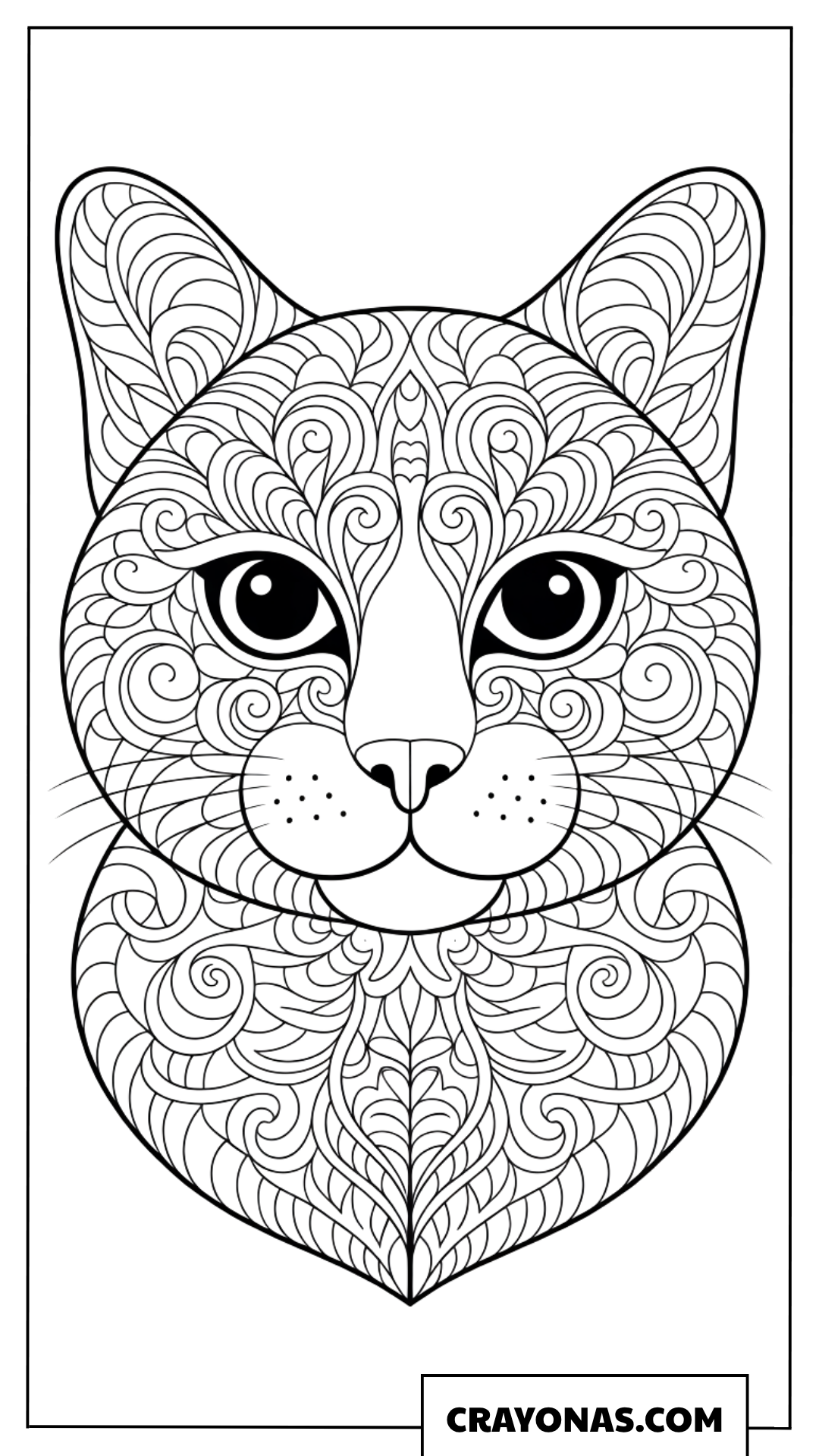 Cat Face Mandala Coloring Page