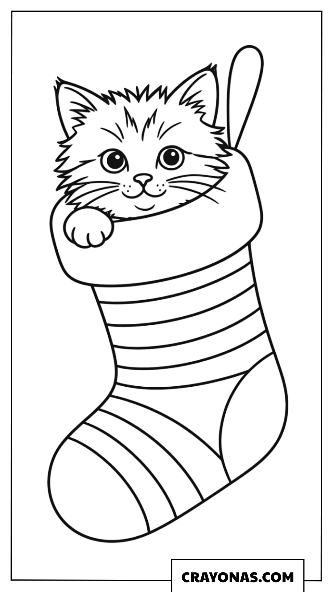 Cat in Stocking Coloring Page