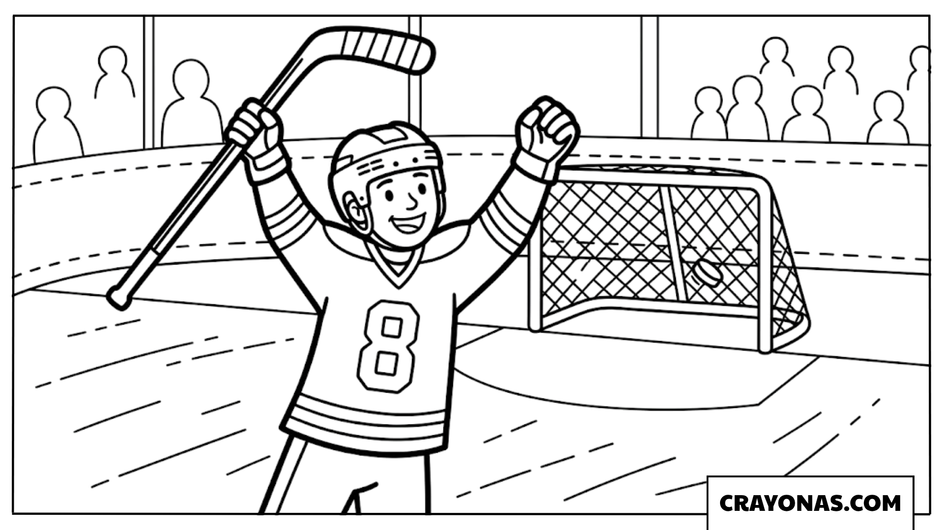 Celebrating Hockey Goal Coloring Page