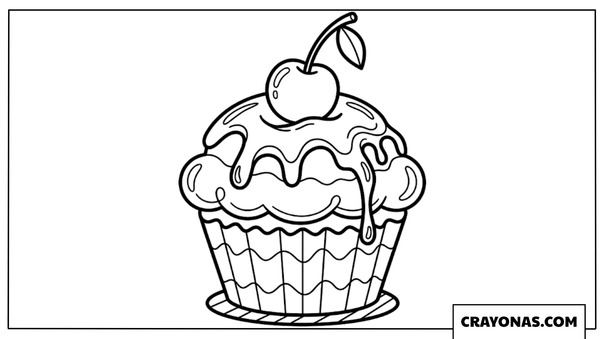 Cherry Chocolate Cupcake Coloring Page
