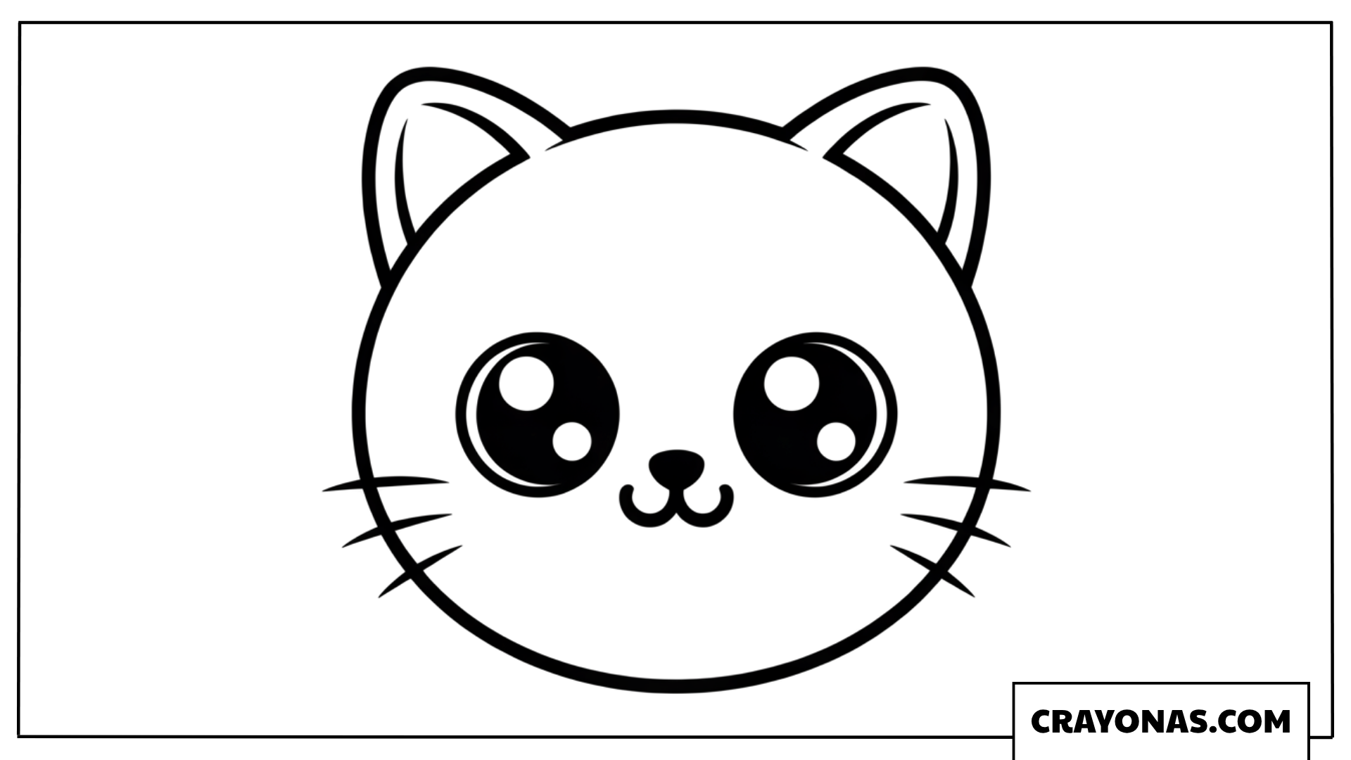 Chibi Kawaii Cat Face Coloring Page