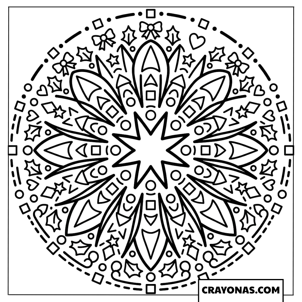 Christmas Floral Mandala Coloring Page