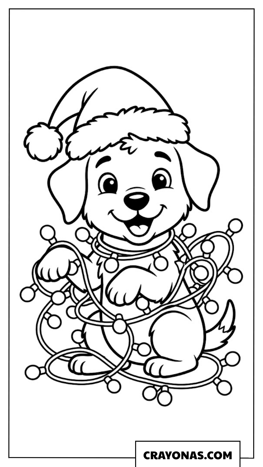 Christmas Puppy with Lights Coloring Page