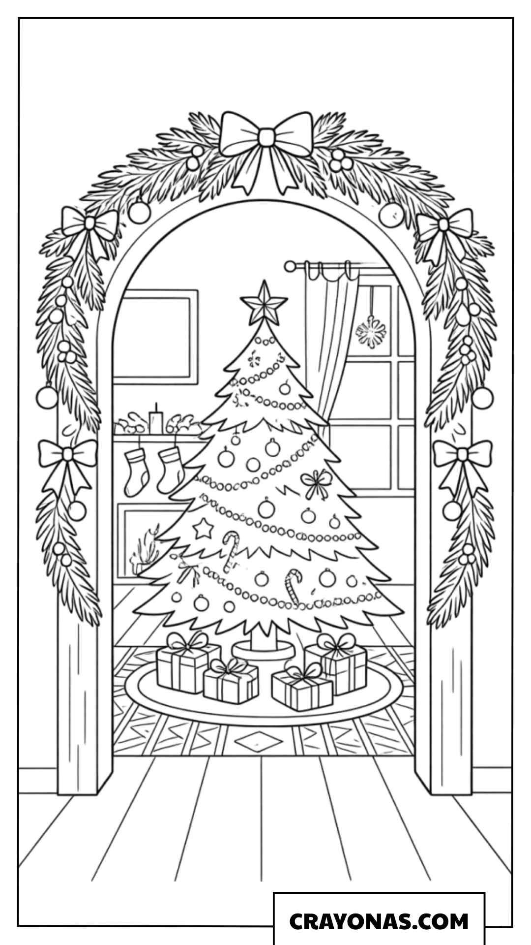 Christmas Tree Archway Coloring Page