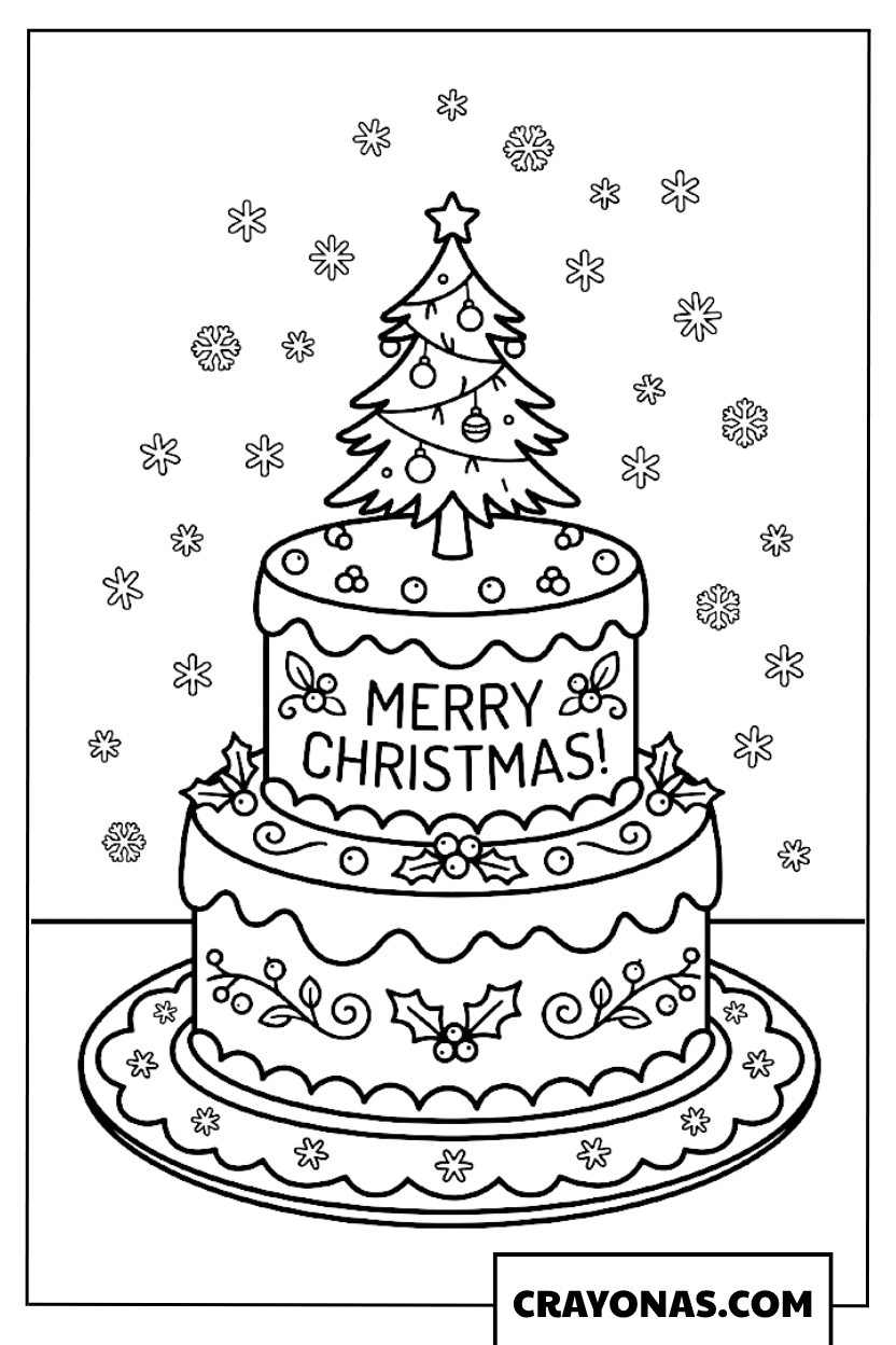 Christmas Tree Cake Coloring Page