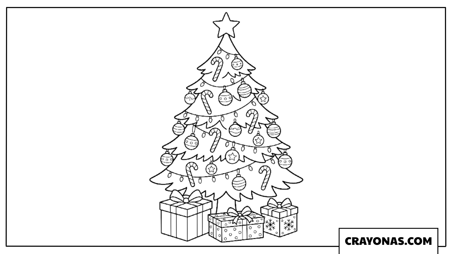 Christmas Tree with Gifts Coloring Page