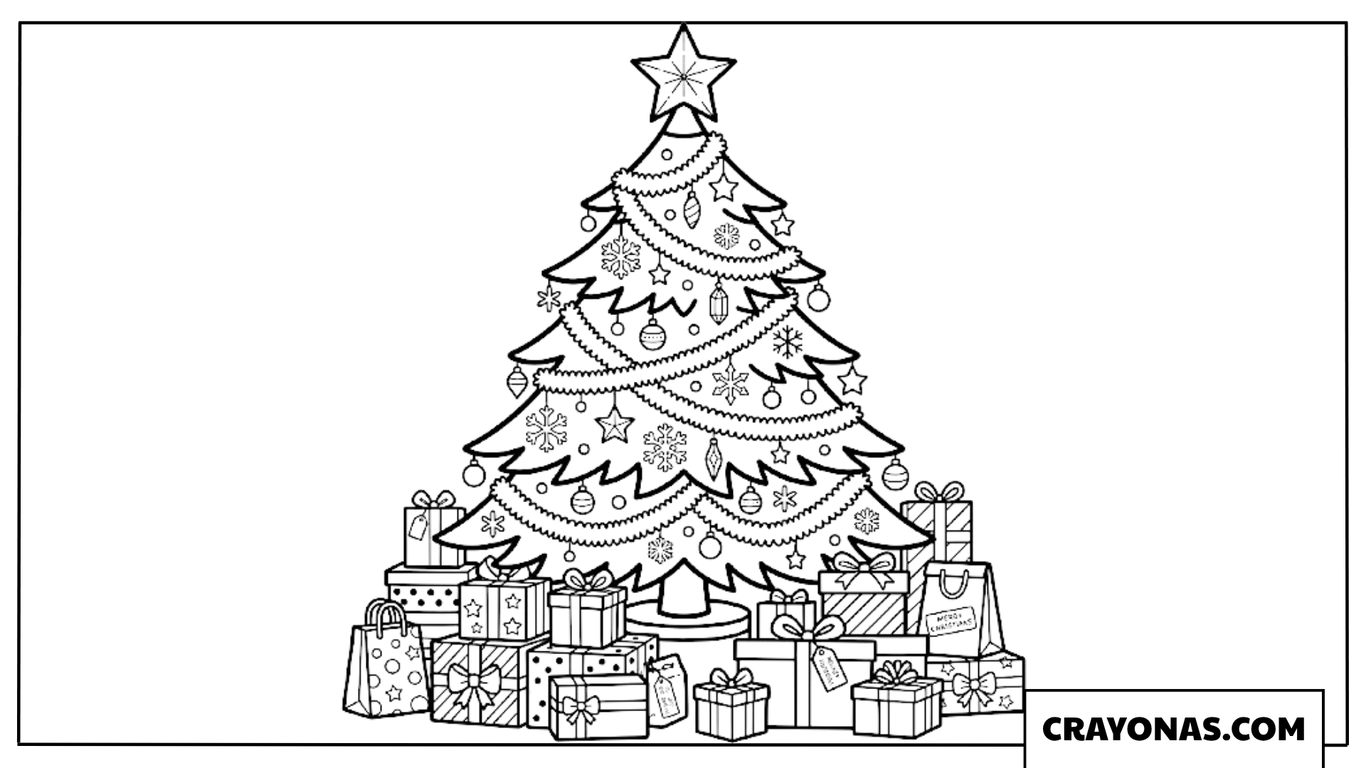 Christmas Tree with Presents Coloring Page