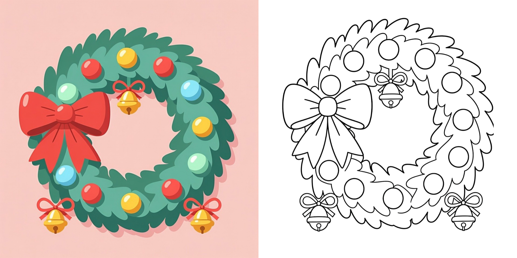 Christmas Wreath Coloring Pages feature