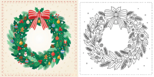 Christmas Wreath Coloring Pages ft - Christmas Wreath Coloring Pages ft