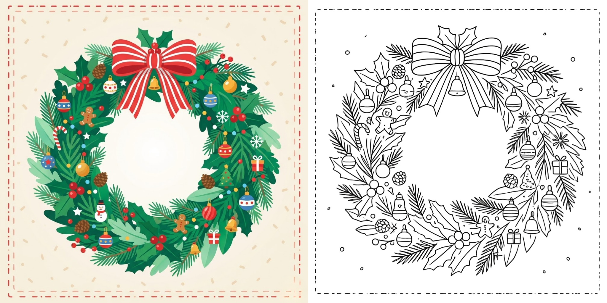 Christmas Wreath Coloring Pages ft - Christmas Wreath Coloring Pages ft