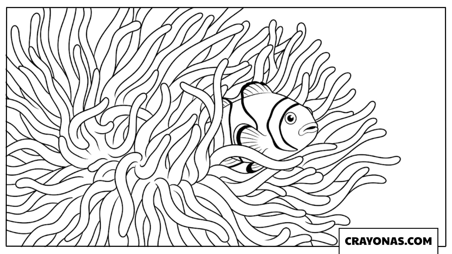Clownfish and Anemone Scene Coloring Page