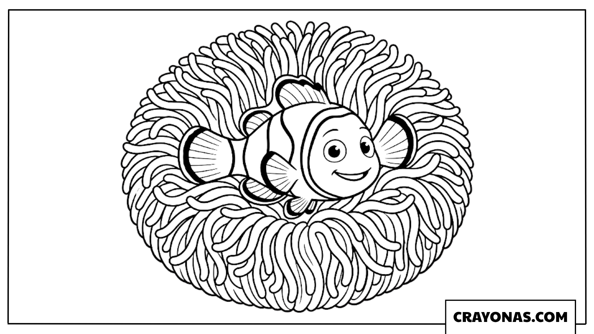Clownfish in Anemone Coloring Page