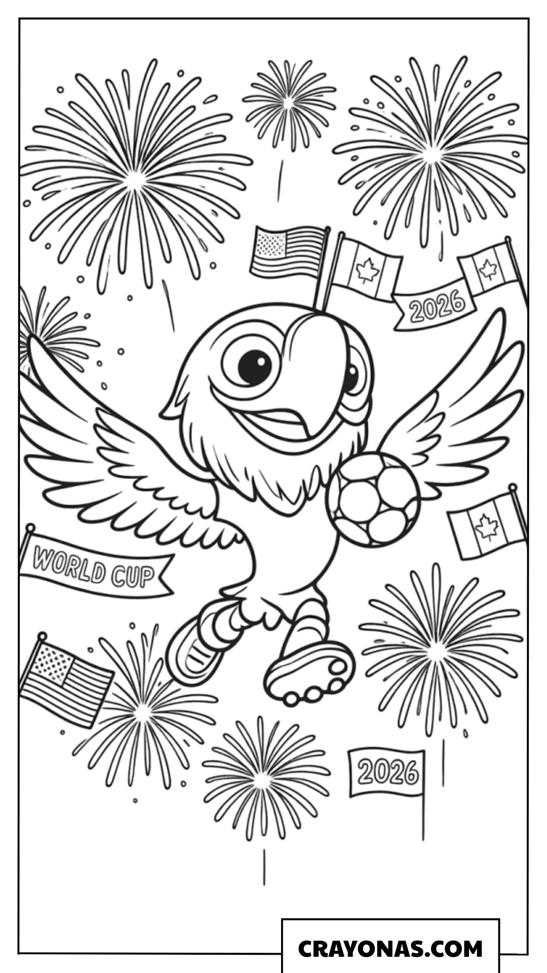 Clutch the Bald Eagle Fireworks Coloring Page