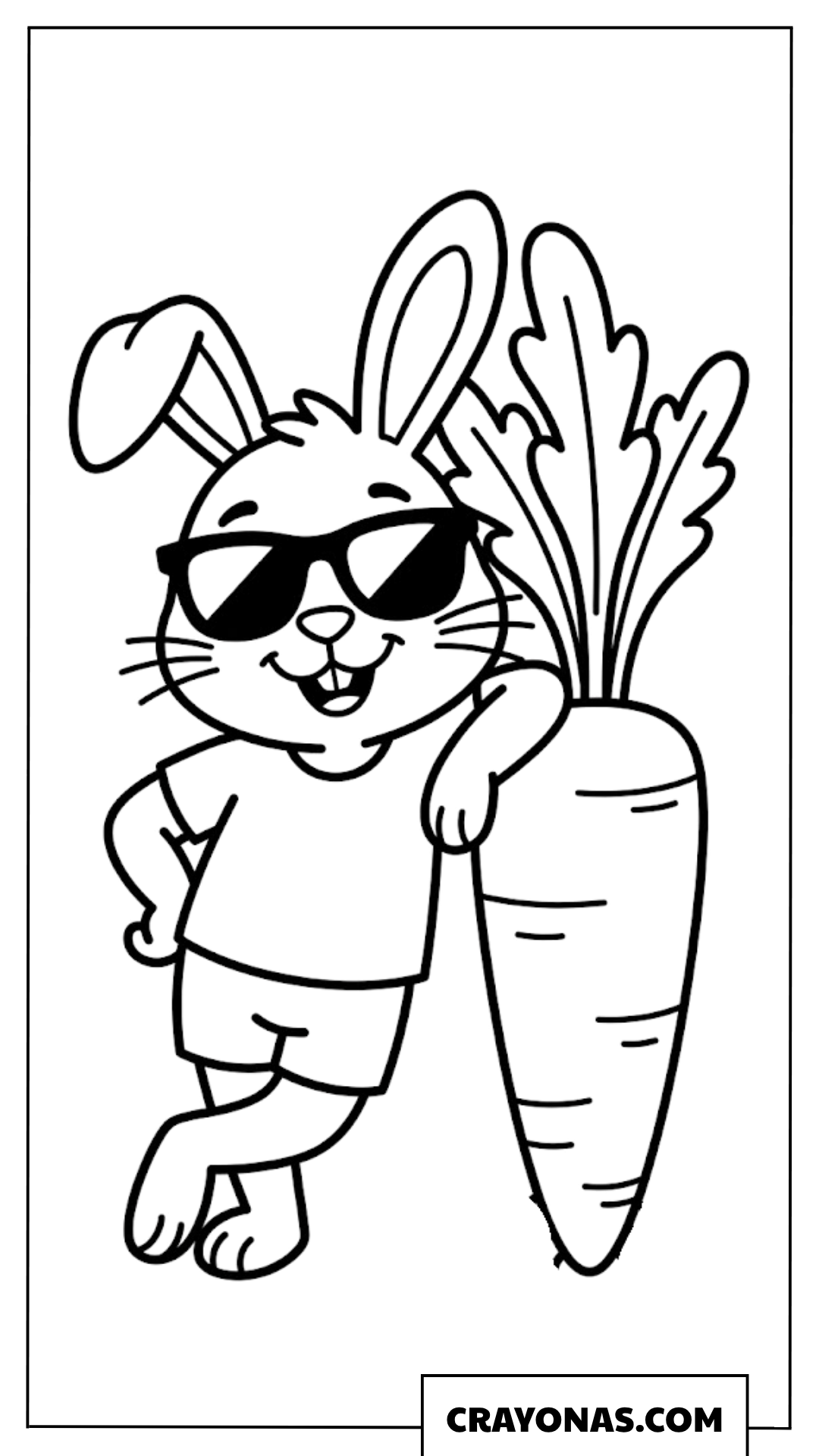 Cool Bunny with Sunglasses and Carrot Coloring Page