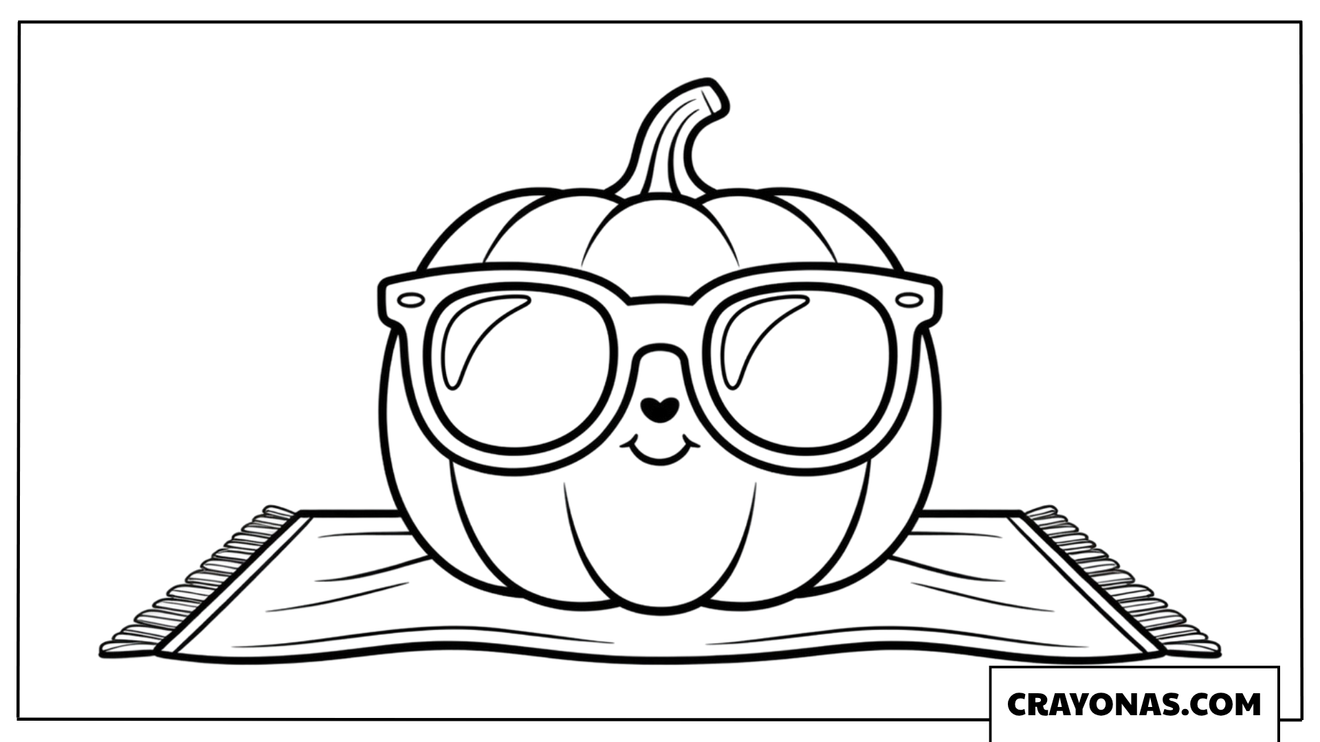 Cool Pumpkin with Glasses Coloring Page