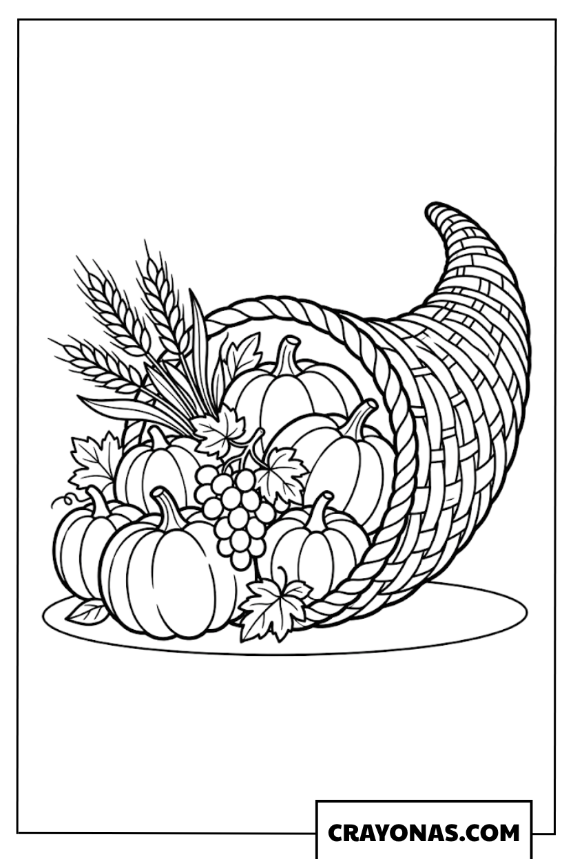 Cornucopia Harvest Coloring Page
