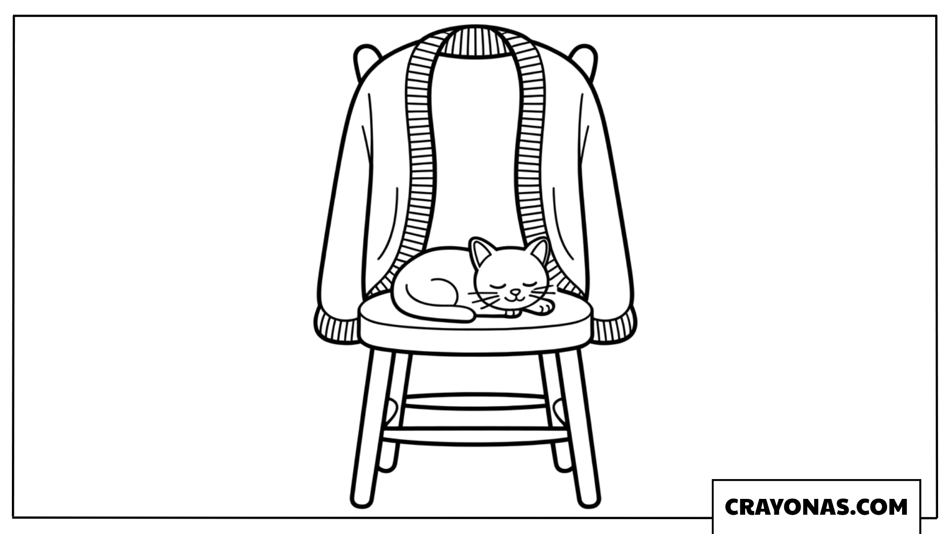 Cozy Cat on Chair with Blanket Fall Coloring Page