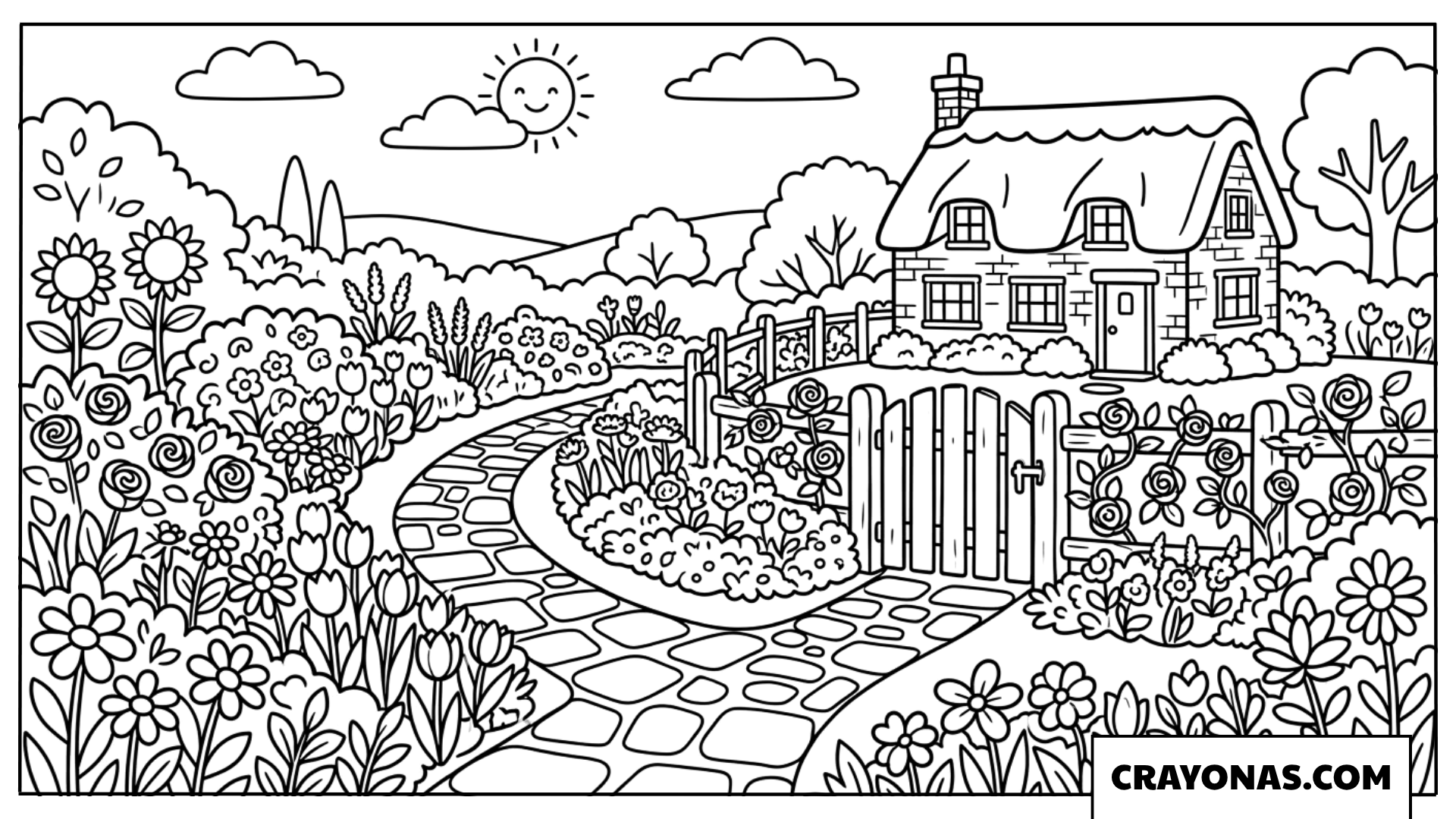 Cozy Cottage Garden Path Coloring Page