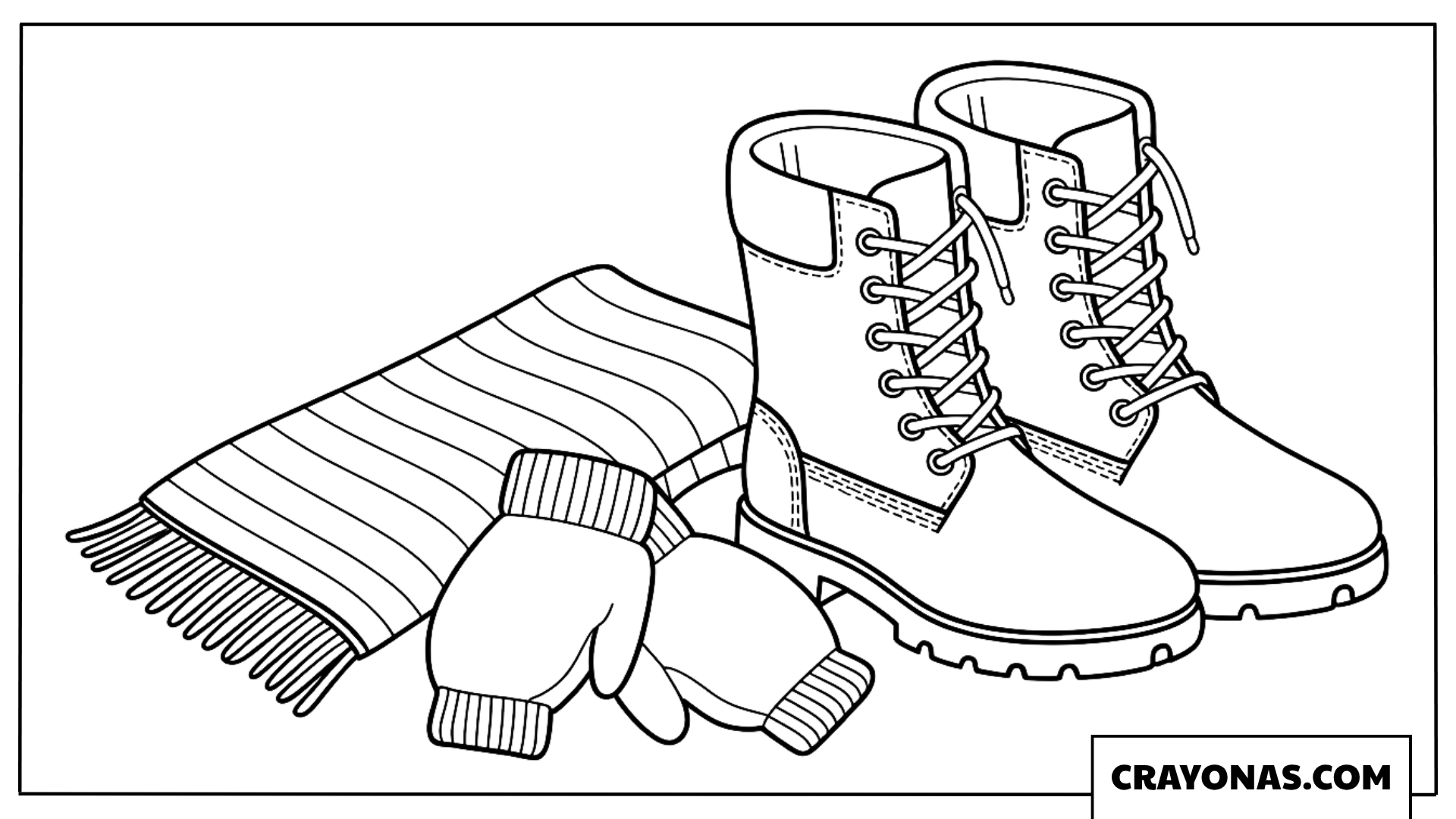 Cozy Winter Boots and Scarf Fall Coloring Page
