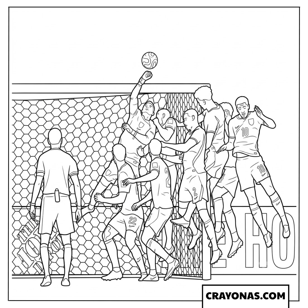 Croatia Goalkeeper Punching Ball England vs Croatia World Cup 2026 Coloring Page