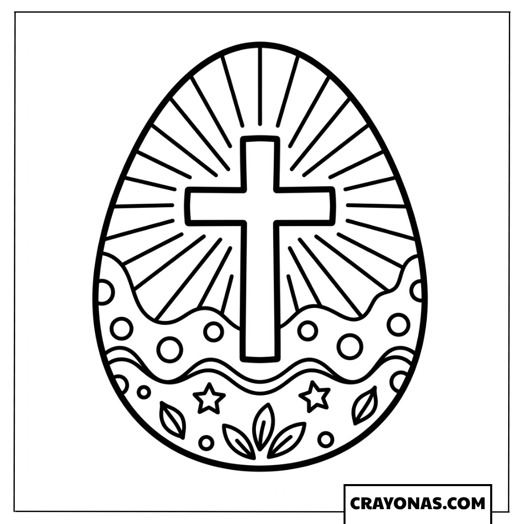 Cross Easter Egg Coloring Page