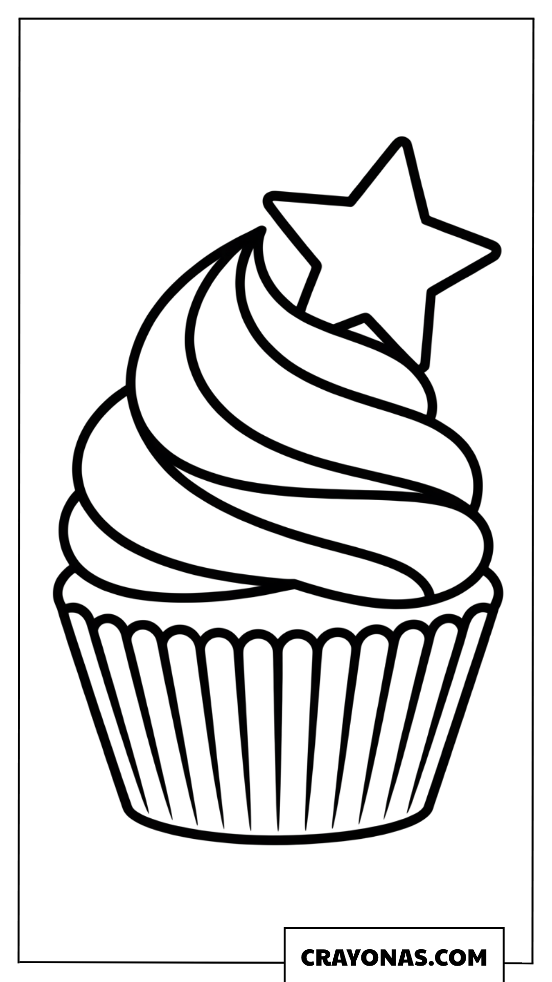 Cupcake with Star Coloring Page