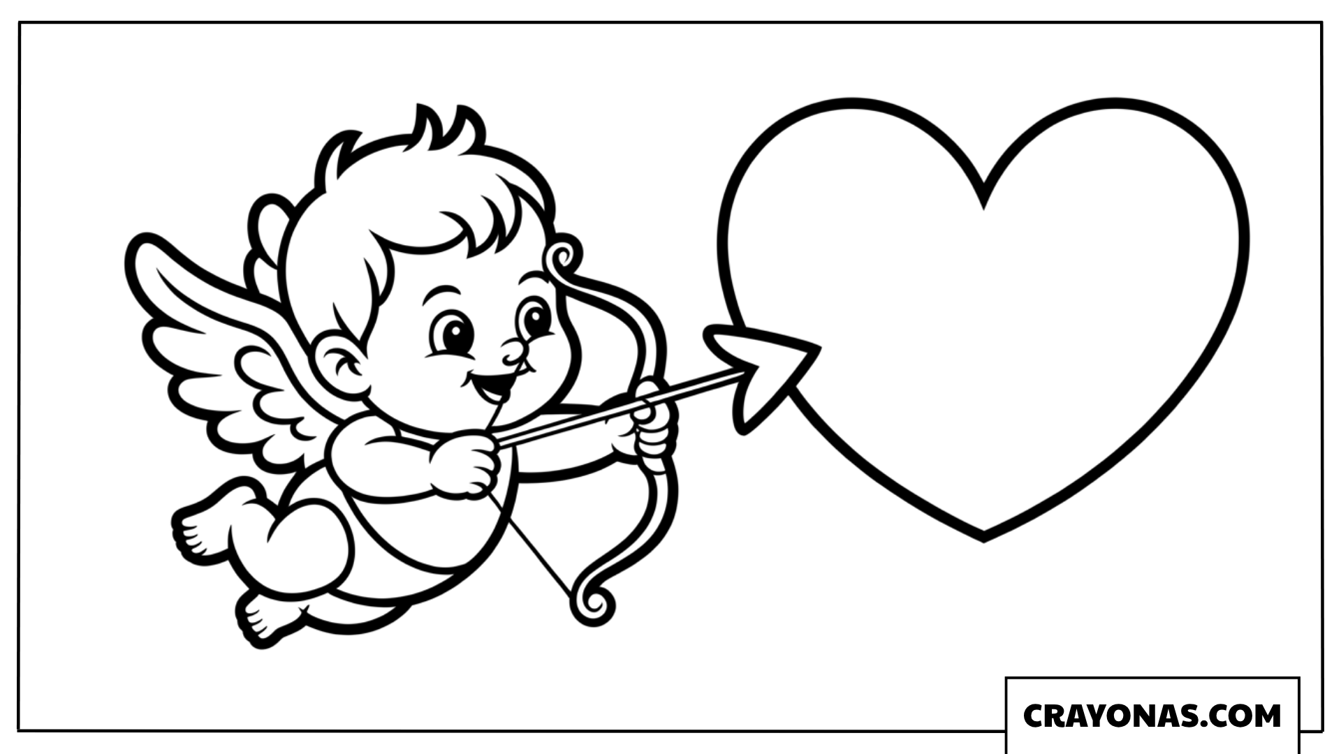 Cupid Shooting Heart Arrow Coloring Page