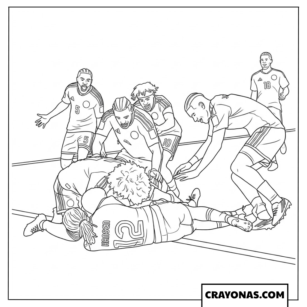 Curacao Team Historic Goal Celebration Coloring Page