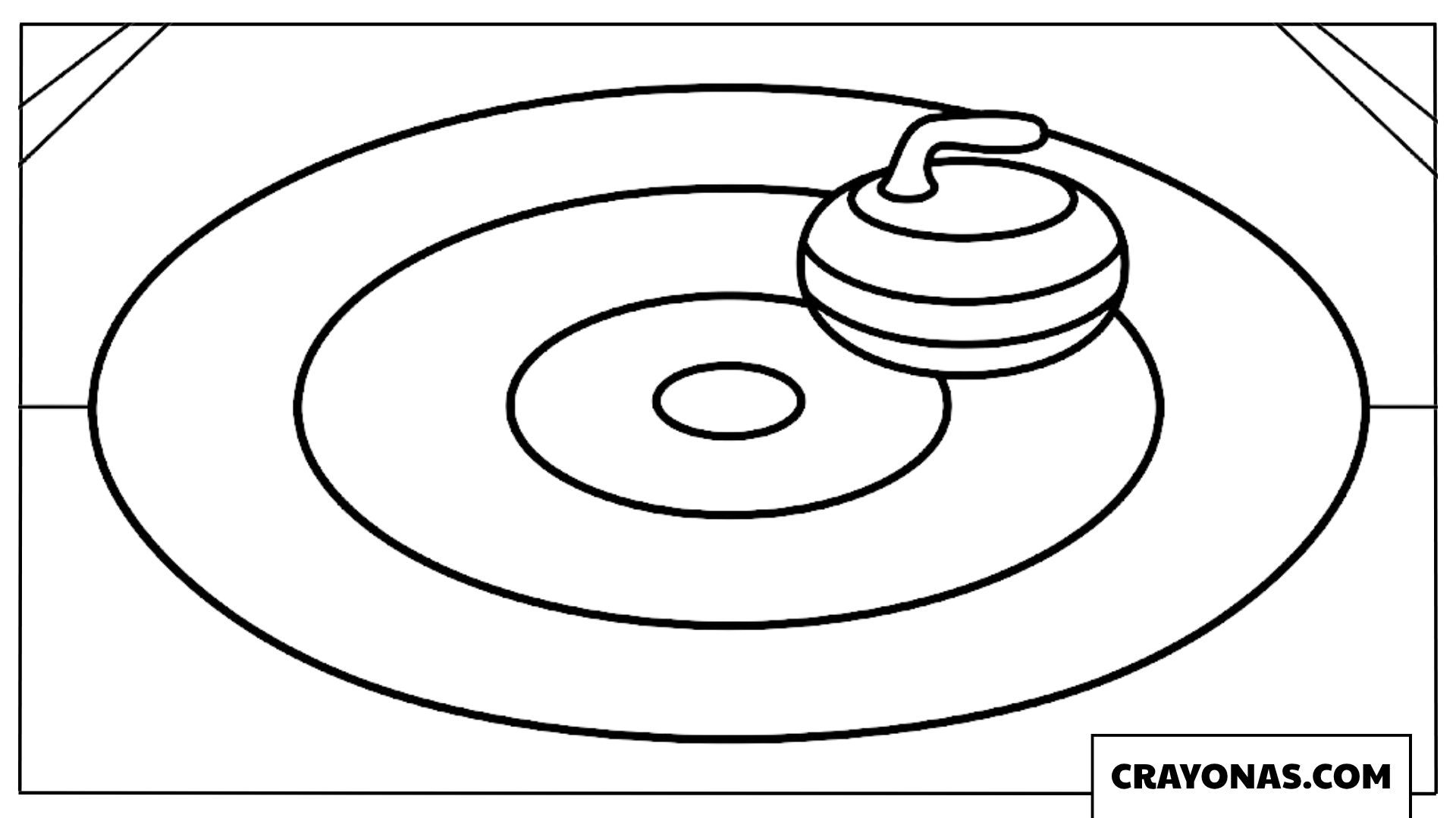 Curling Stone Aiming at the House Coloring Page