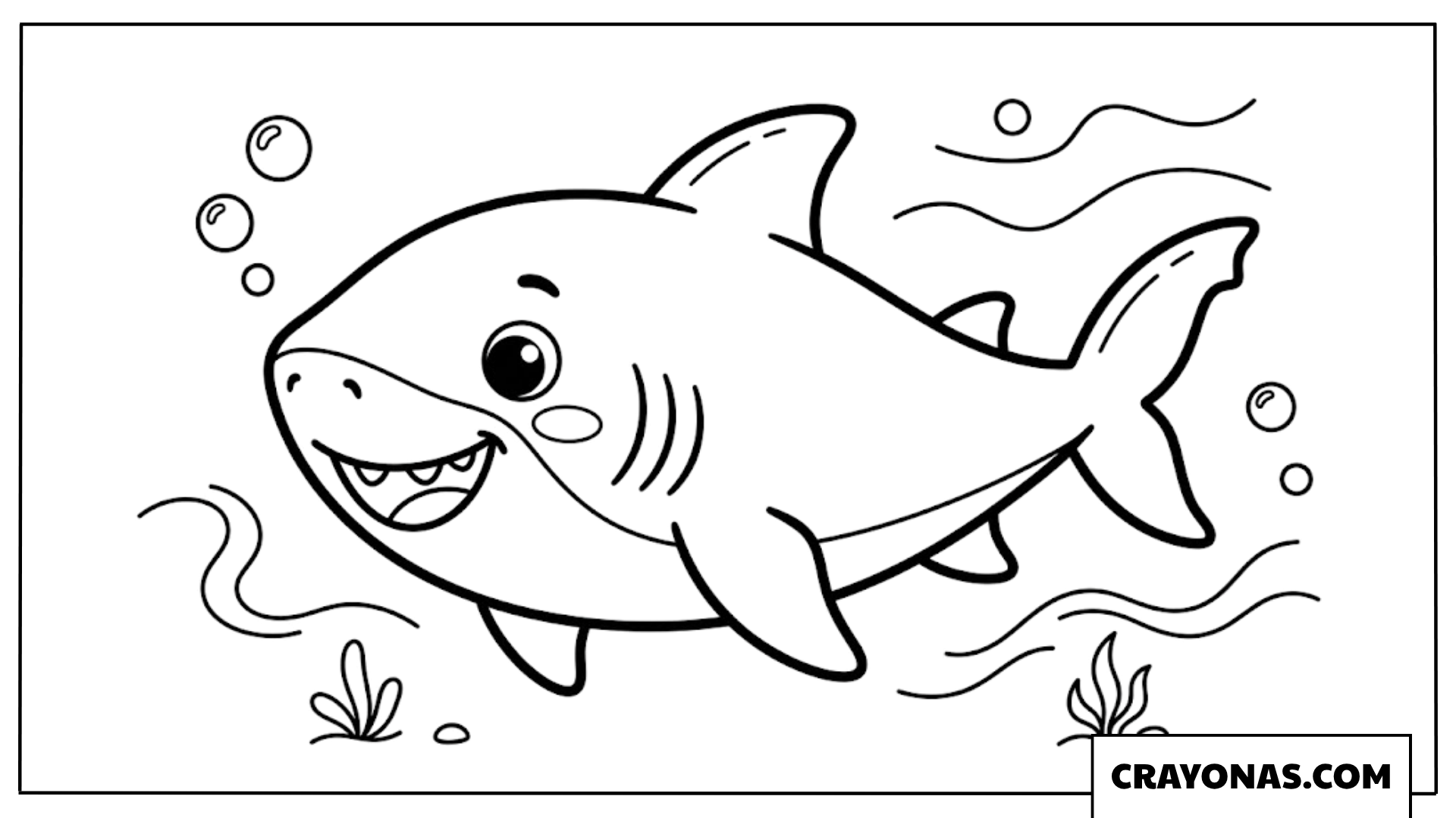 Cute Baby Shark Coloring Page
