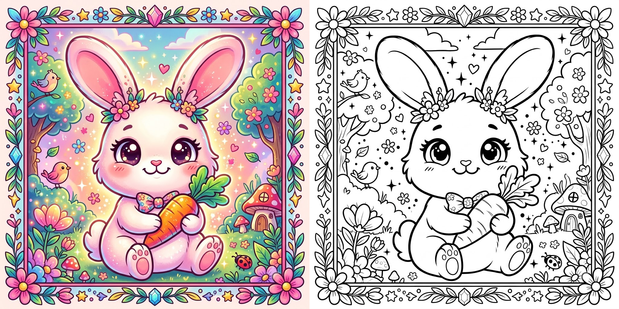 Cute Bunny Coloring Pages ft - 17