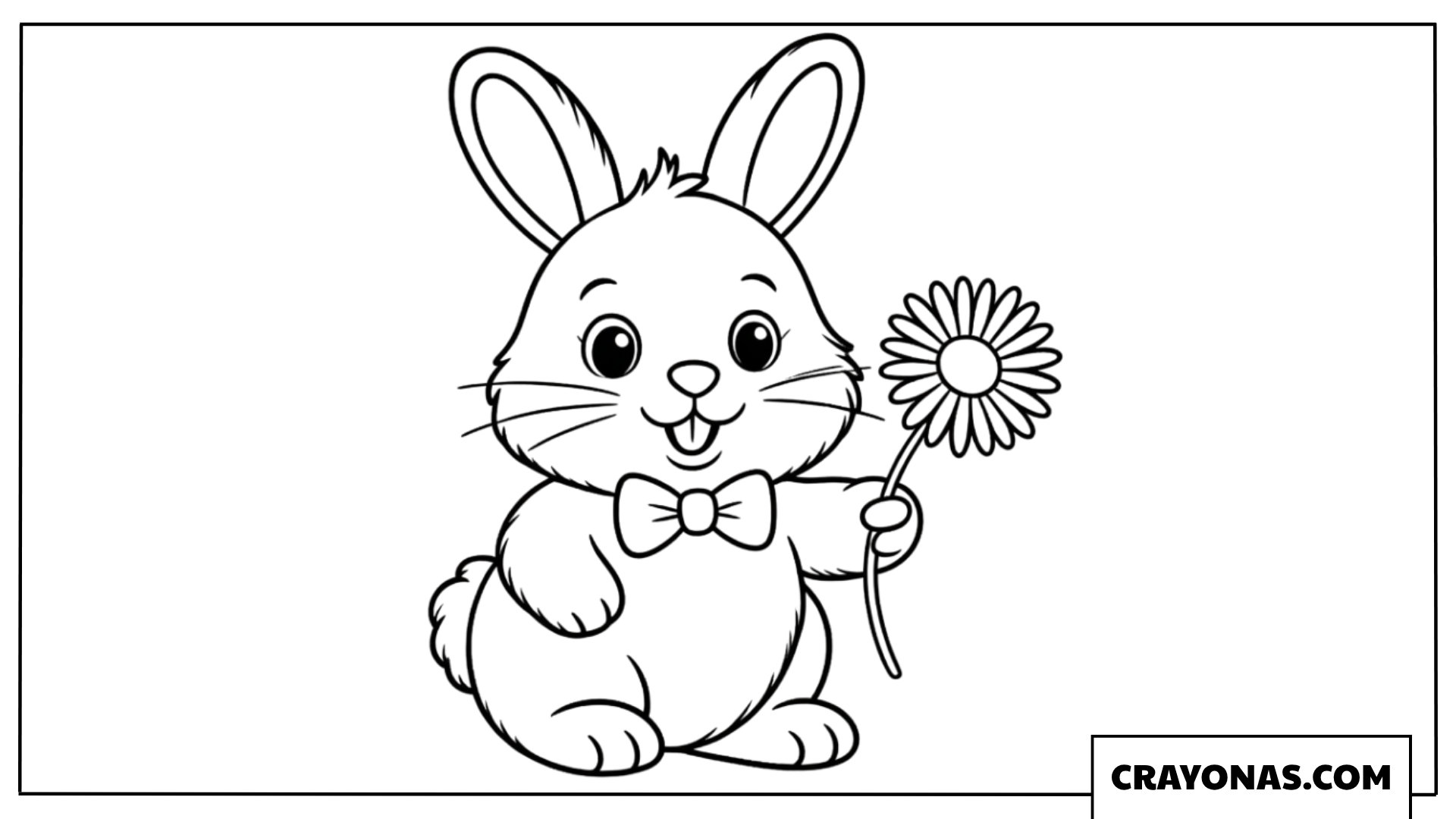 Cute Bunny Holding Flower Coloring Page