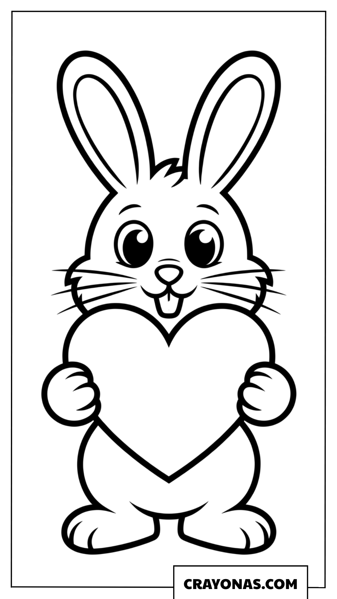 Cute Bunny Holding Heart Coloring Page
