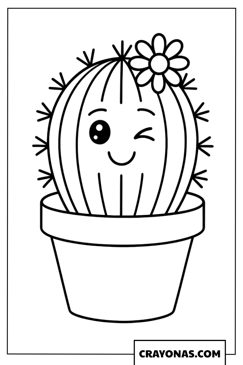 Cute Cactus Coloring Page