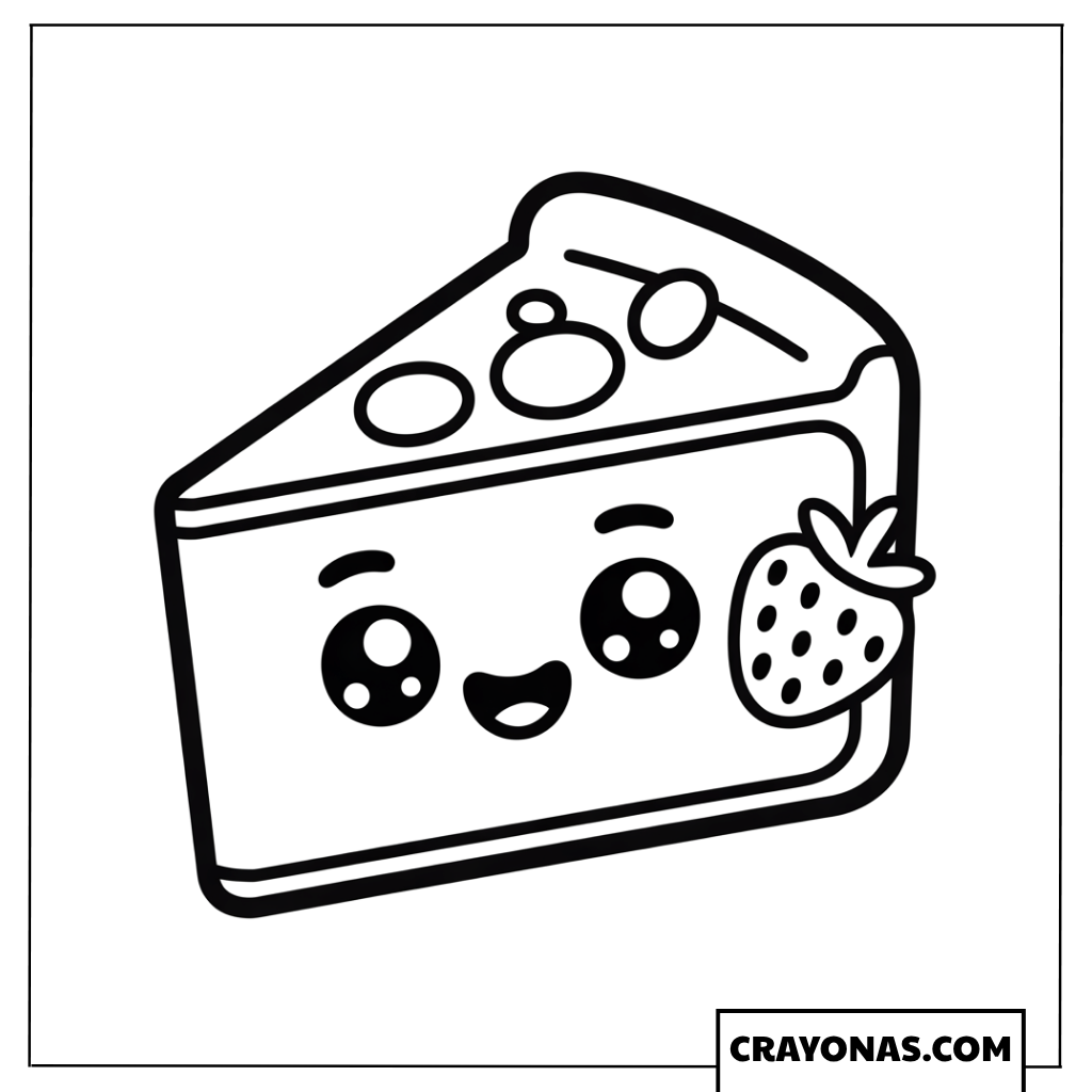 Cute Cake Slice Coloring Page