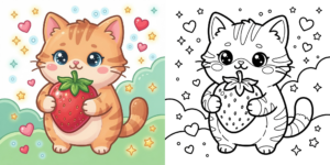Cute Cartoon Cat Coloring Pages ft - 1