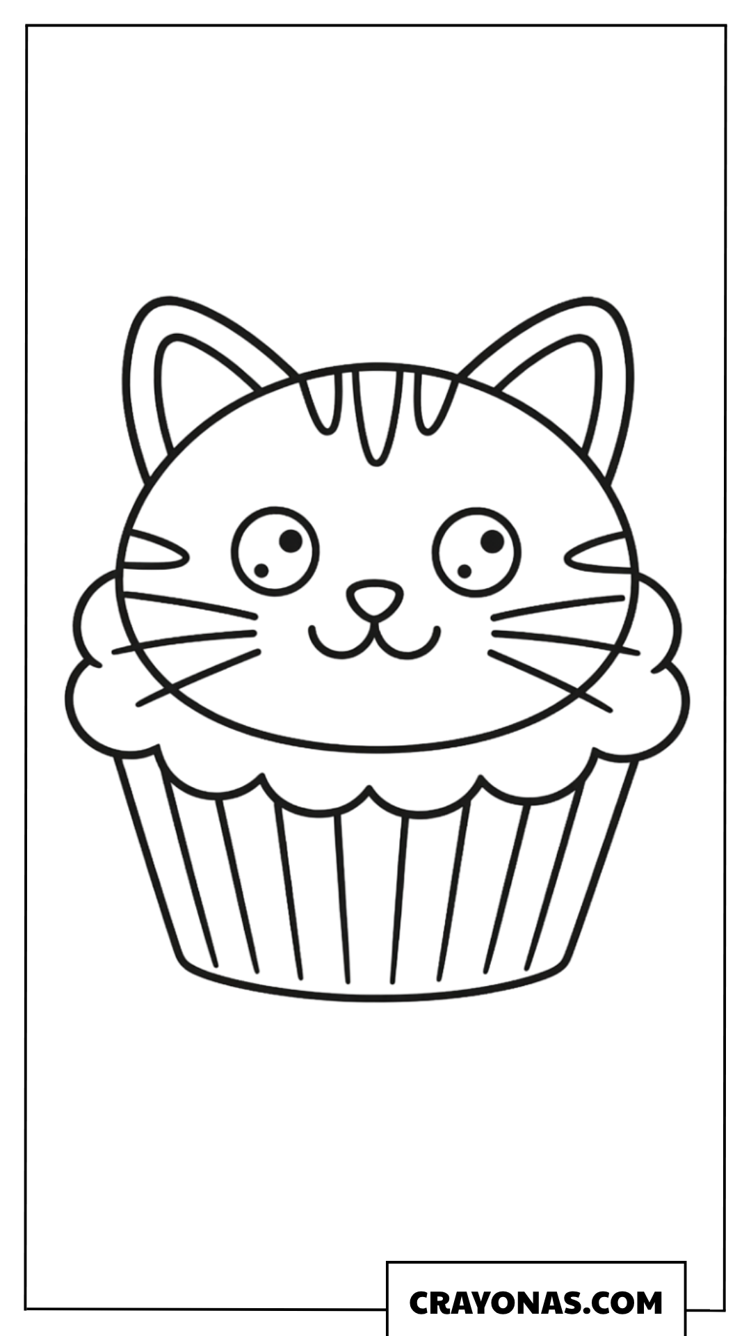 Cute Cat Cupcake Coloring Page