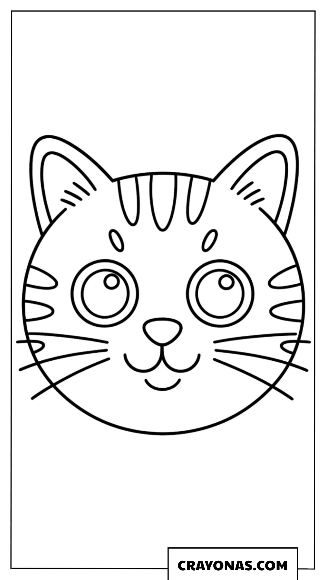 Cute Cat Face Close-Up Coloring Page