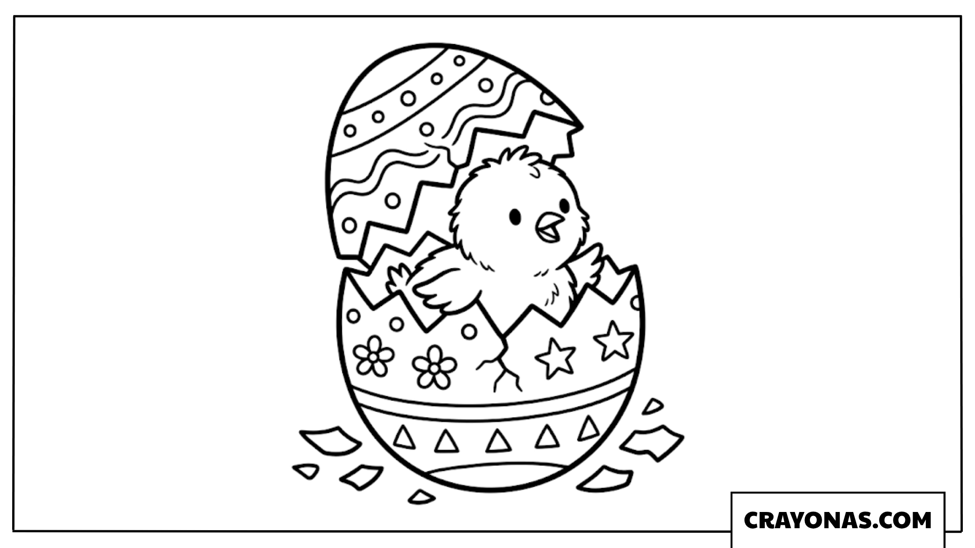 Cute Chick Hatching from Easter Egg Coloring Page