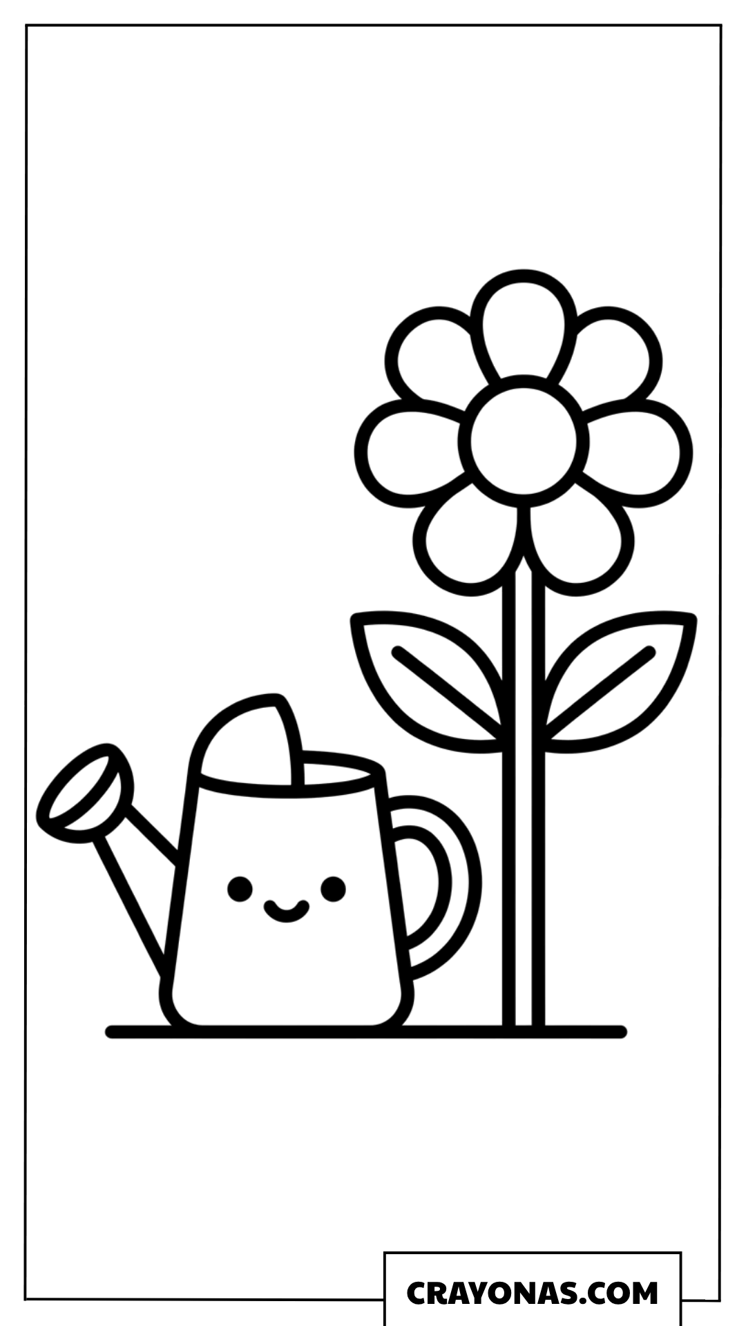 Cute Flower with Watering Can Coloring Page