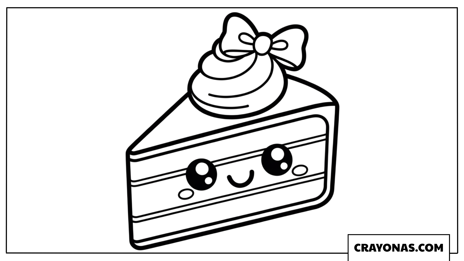 Cute Kawaii Cake Slice Coloring Page