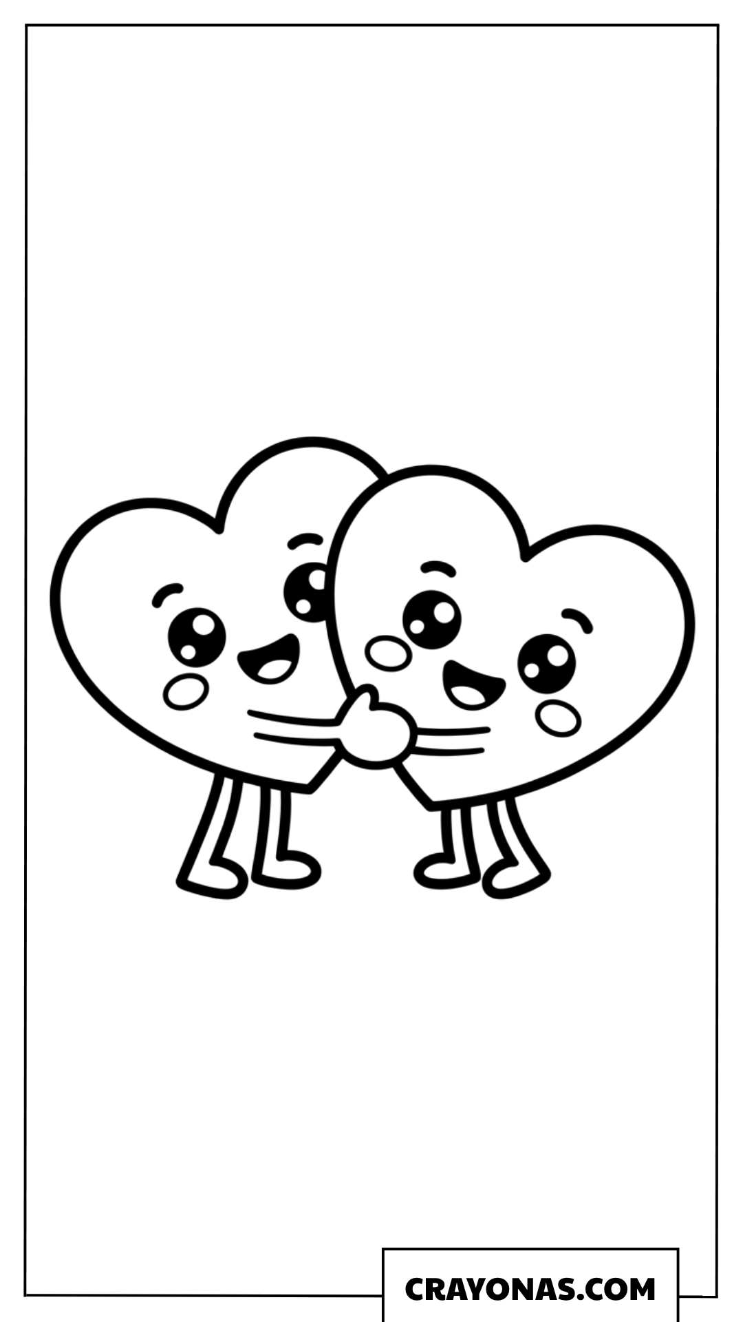 Cute Kawaii Hearts Hugging Coloring Page