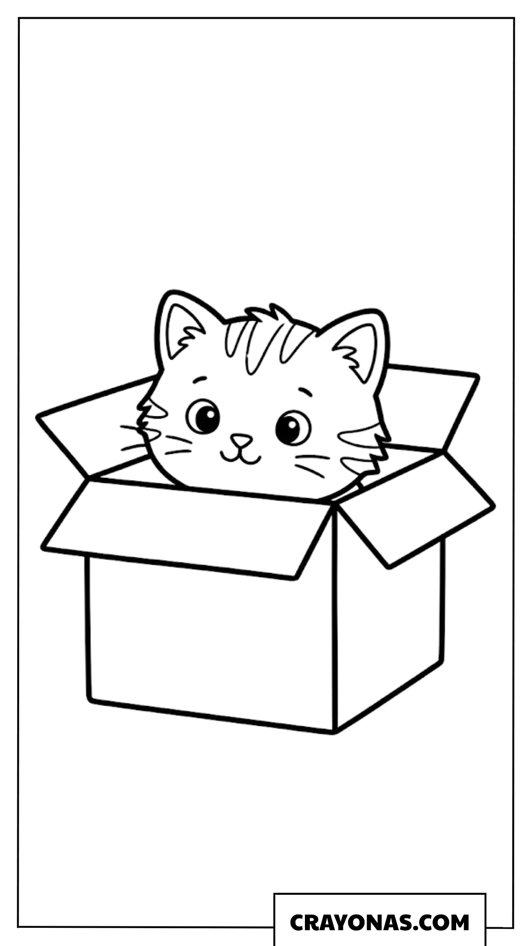 Cute Kitten in Box Coloring Page