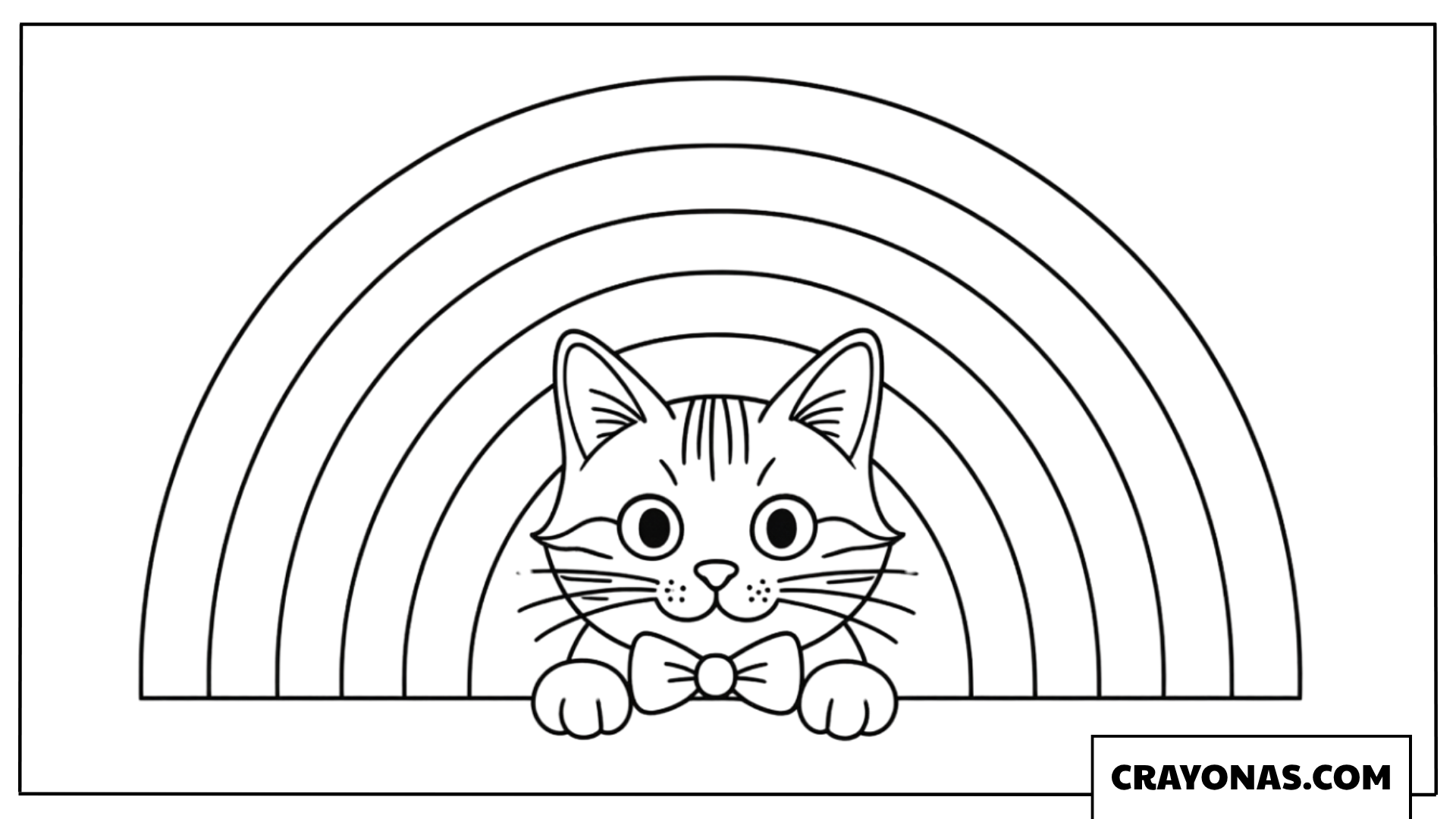 Cute Kitten with Bow Coloring Page